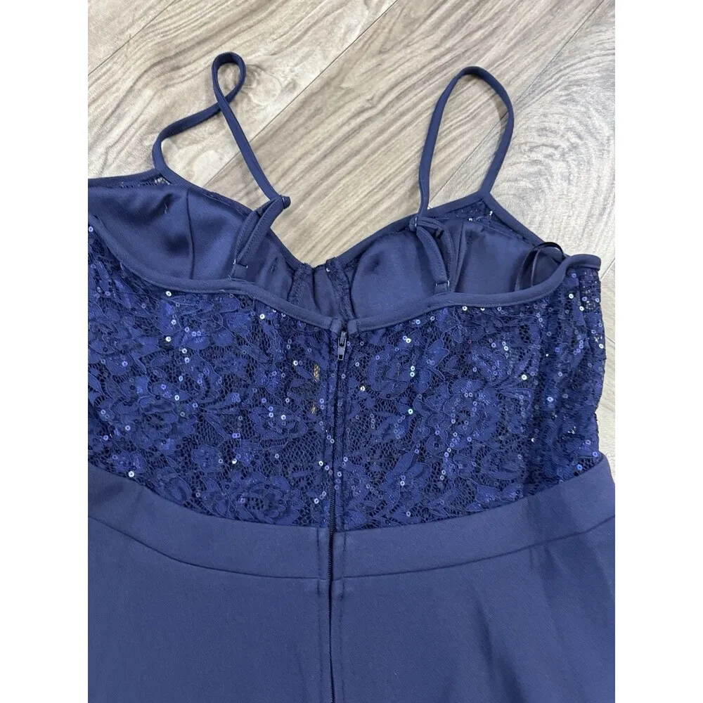CITY STUDIO Womens Navy Illusion Bodice Bra Cups Short Dress Juniors 15/16 Blue Size undefined - Image 11