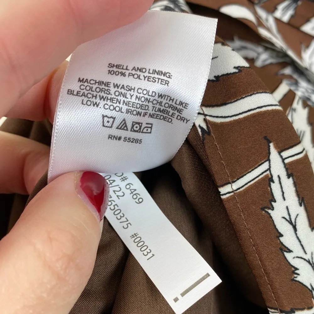 NEW Express Asymmetrical Tiered Tropical Floral Print Mini Skirt | BROWN | Sz 14 - Image 10