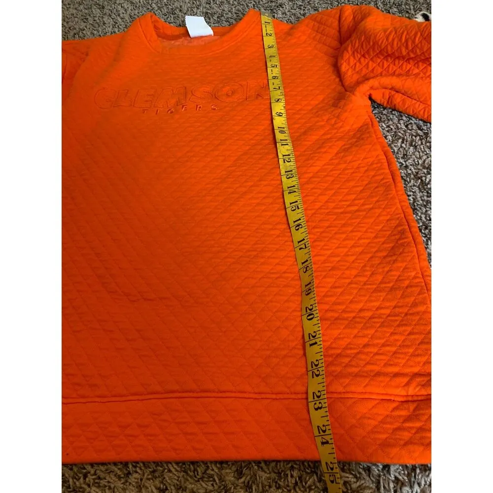 Champion Clemson Tigers Quilted Orange Crewneck Long Sleeve Shirt Womens Sz S - Image 9