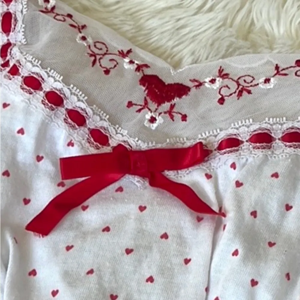 Vintage Heart Teddy Lingerie White Size M - Image 2