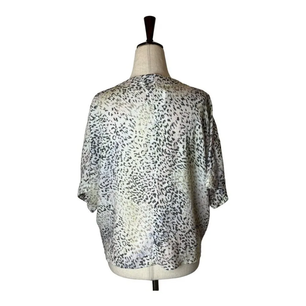 Rails Shirt Women Medium Ivory Linen Blend Thea The Rainbow Cheetah Print Blouse - Image 4