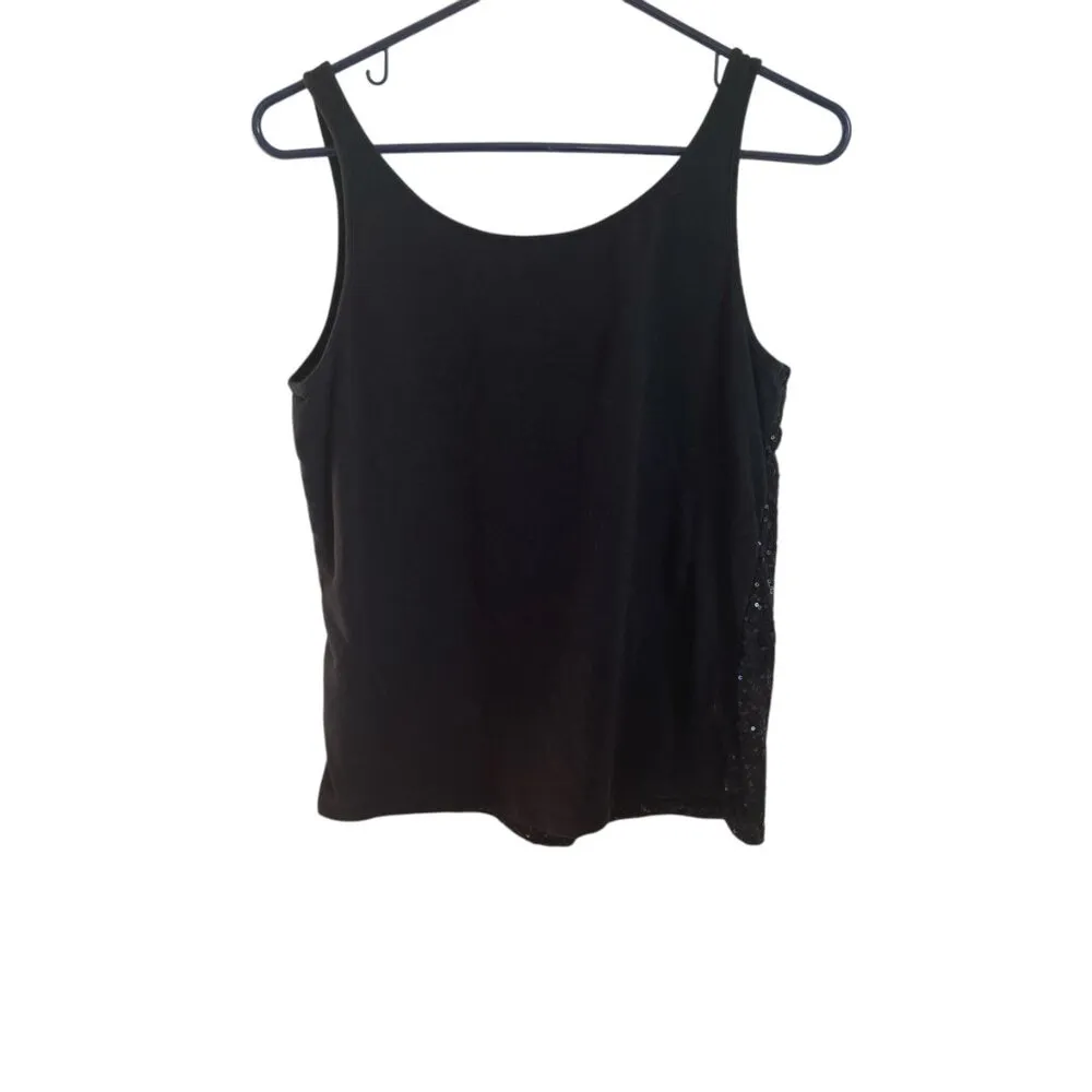 New York & Co women's large black sleeveless pullover tank top with sequin - Image 8