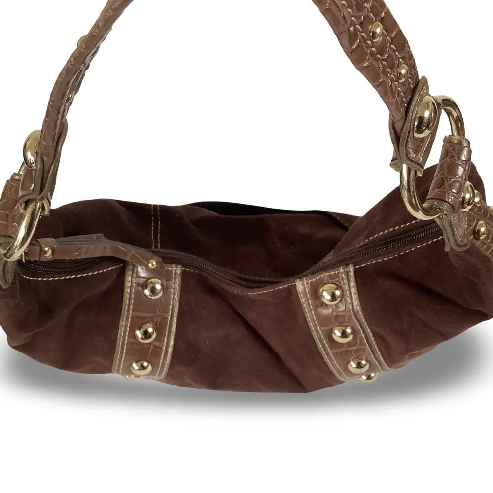 Genna De Rossi Vegan Suede Hobo Bag Brown - Image 3