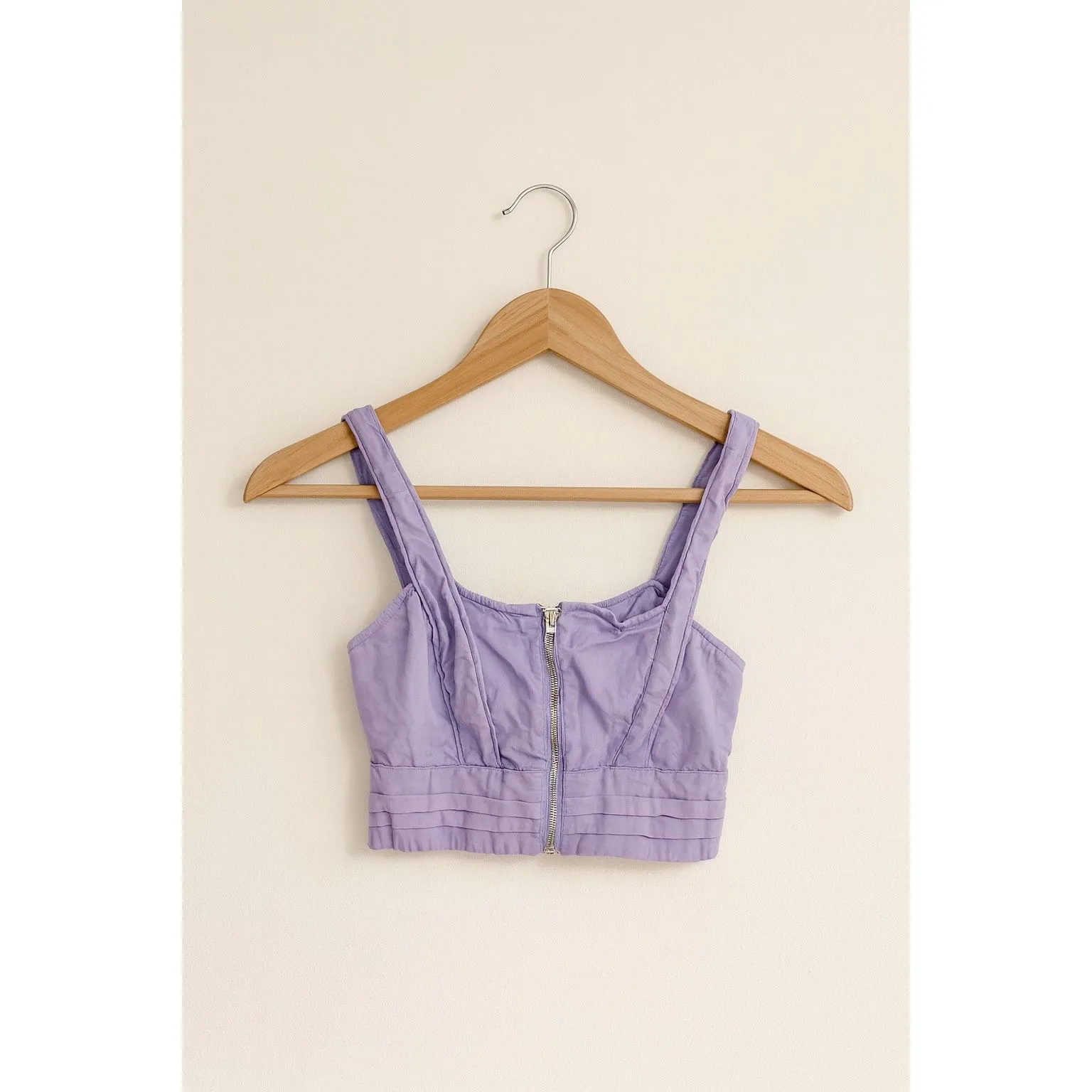 Zara Basic Lavender Ruffle Crop Top Size M (Runs Small) - Image 2
