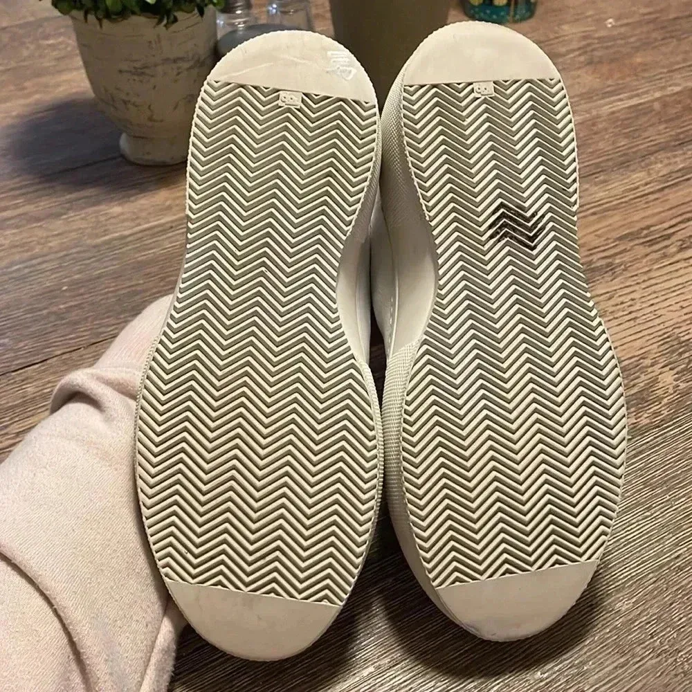 P448 White Leather Sneakers Low Top Casual Shoes Silver Trim Size‎ 36 - Image 2