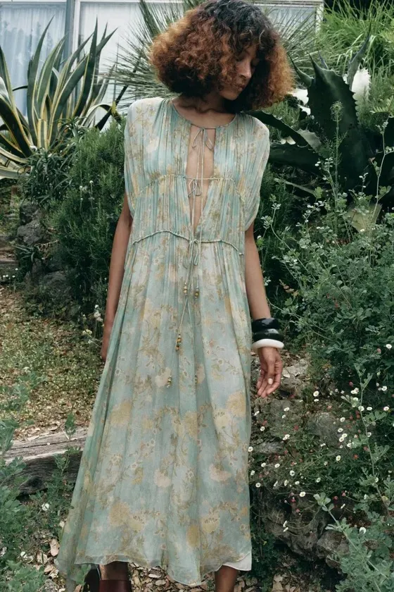 Zara Blue Floral Maxi Dress bohemian boho floral printed flowy  - Image 12