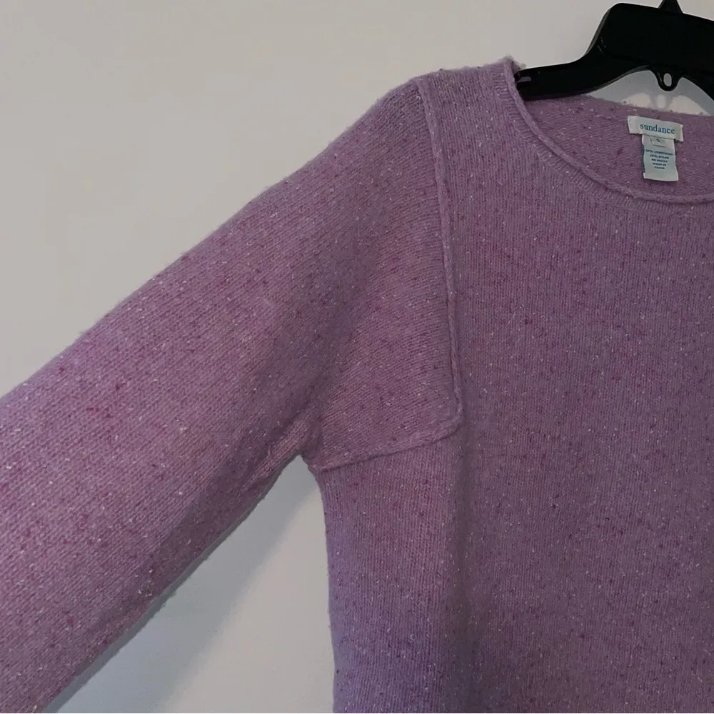 Sundance Lambswool Lavender Wide neck High Low Hem Sweater Size Small - Image 3