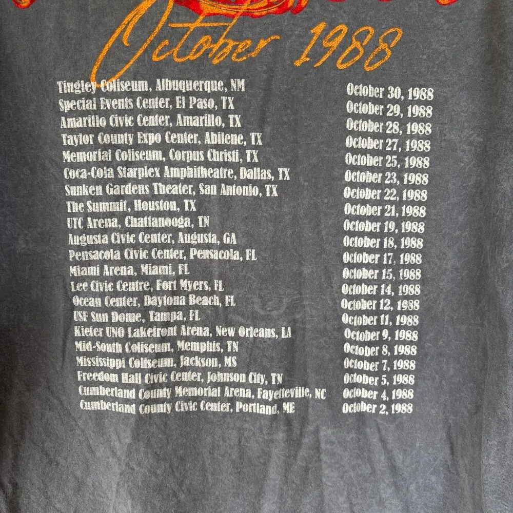 Poison Rock Band Concert Tee Skull Grunge 1988 Tour Music Acid Wash Gray Medium - Image 7