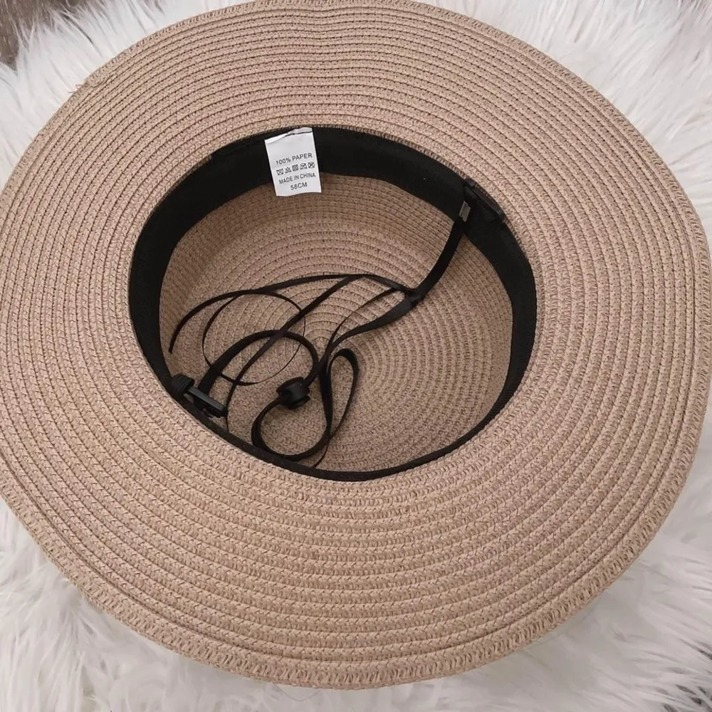 Korean style women's hat Ribbon Straw Sun Hat Breathable Large Brim Beach - Image 3