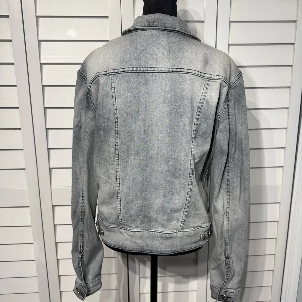 LuLaRoe Charcoal Cropped Jean Jacket Women’s Large - Image 5