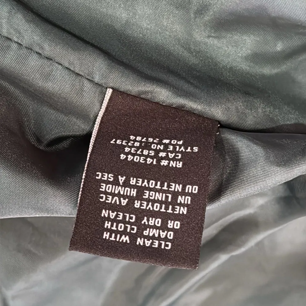 7 For All Mankind Womens Faux Leather Gold Button Up Crop Jacket Green Size L - Image 7