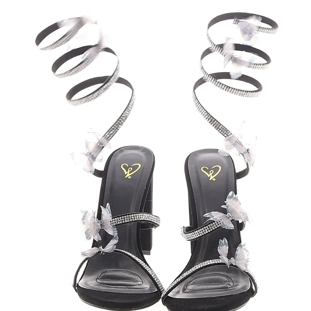 Elegant Black Butterfly Embellished Heels - Image 6
