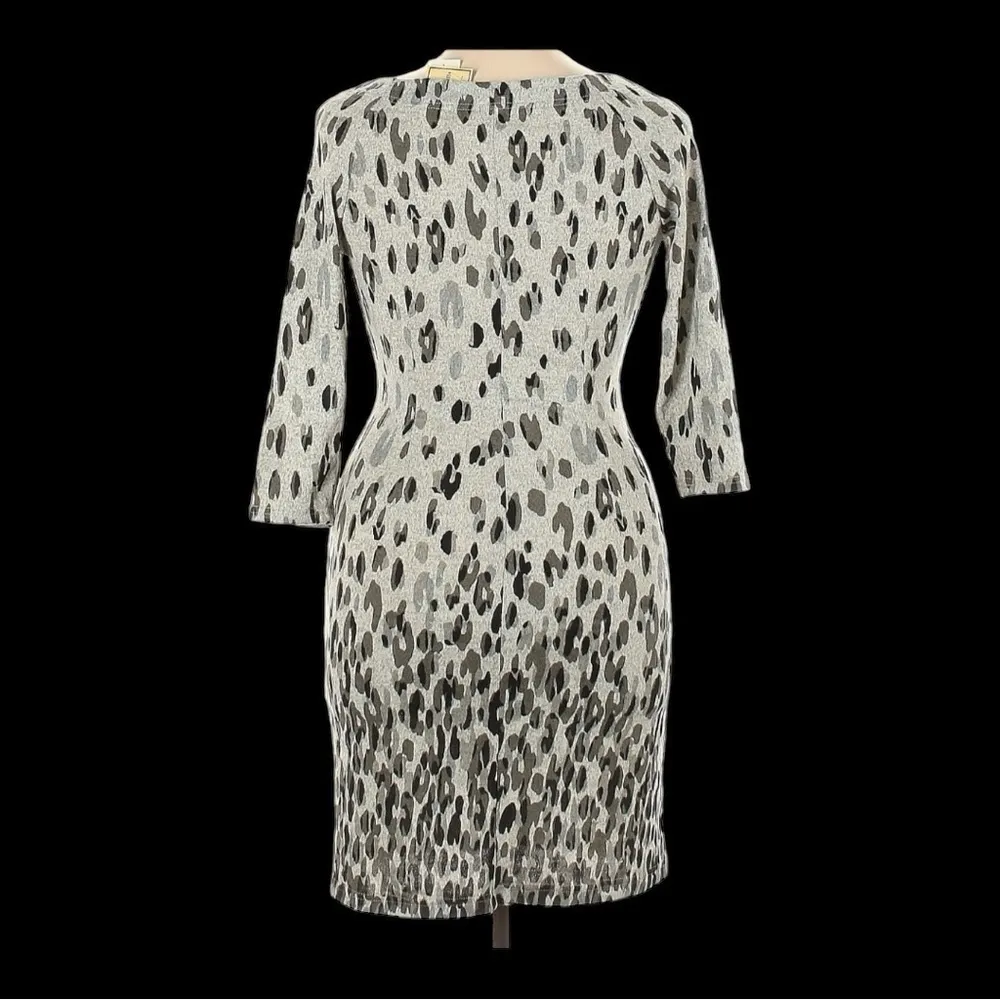 Jonathan Martin Gray Animal Print 3/4 Sleeve Stretch Dress Size 10 - Image 3