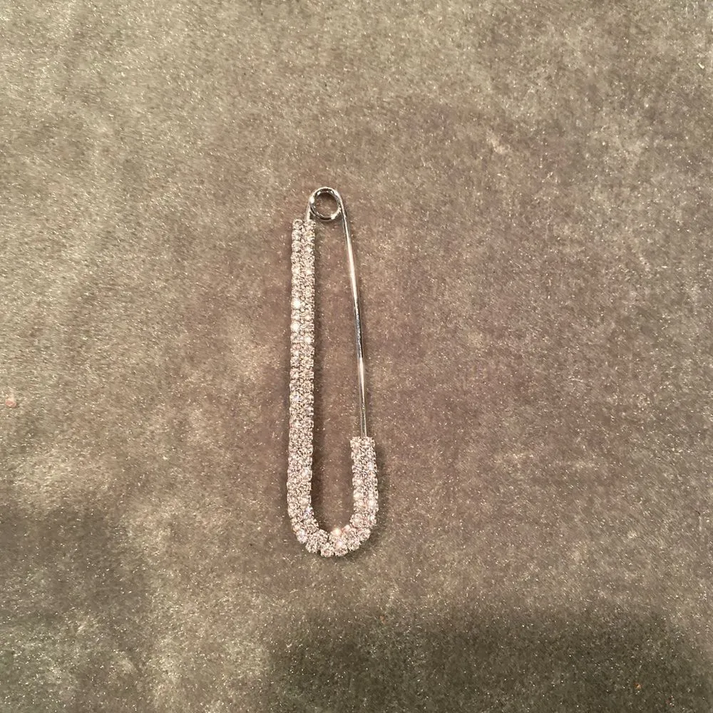 #403 LETTER "J" RHINESTONE Hat Pin Silver - Image 3