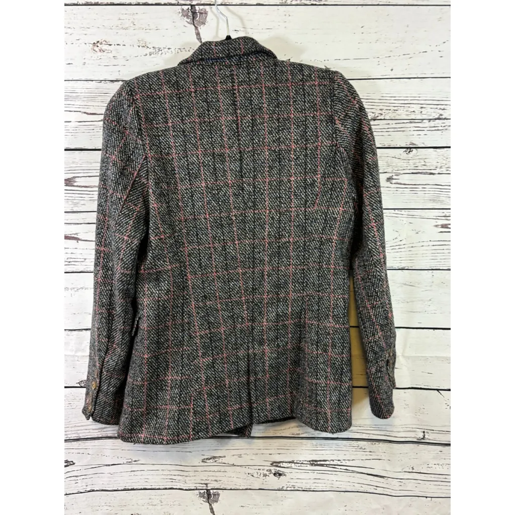 Women's HEARTLOOM Gray Pink Plaid Double-Breasted Blazer M - Image 7