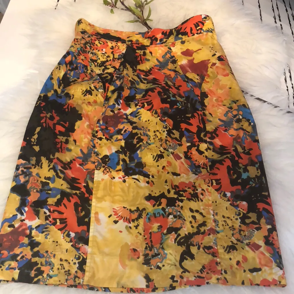 Tracy Reese colorful‎ print high waisted midi knee lengthskirt women's size XS - Image 2