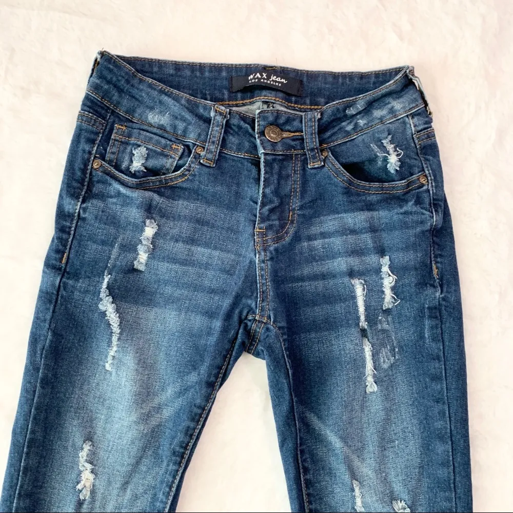 Wax Jeans Distressed Skinny Crop Jeans Size 00 - Image 4