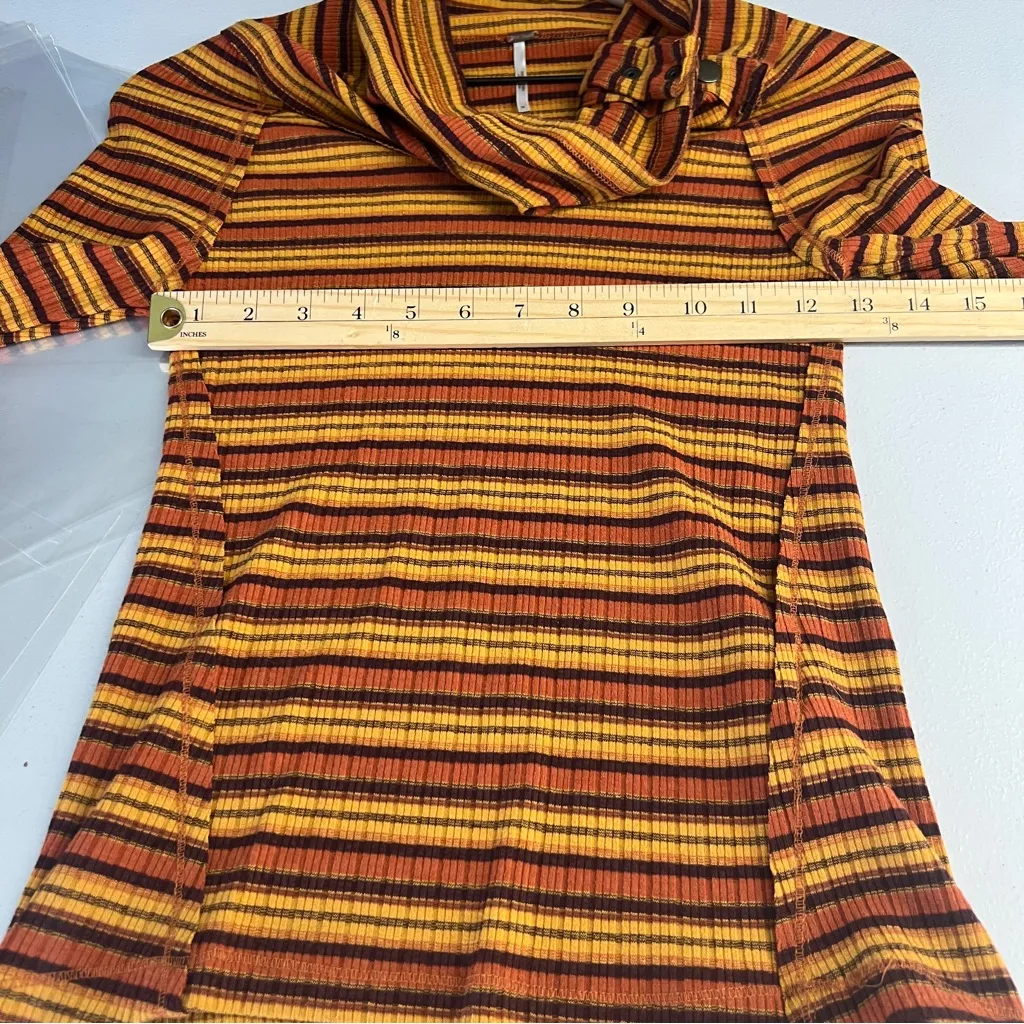 FREE PEOPLE Cape Cod Thermal Striped Ribbed Cowl Neck Size M - Image 15