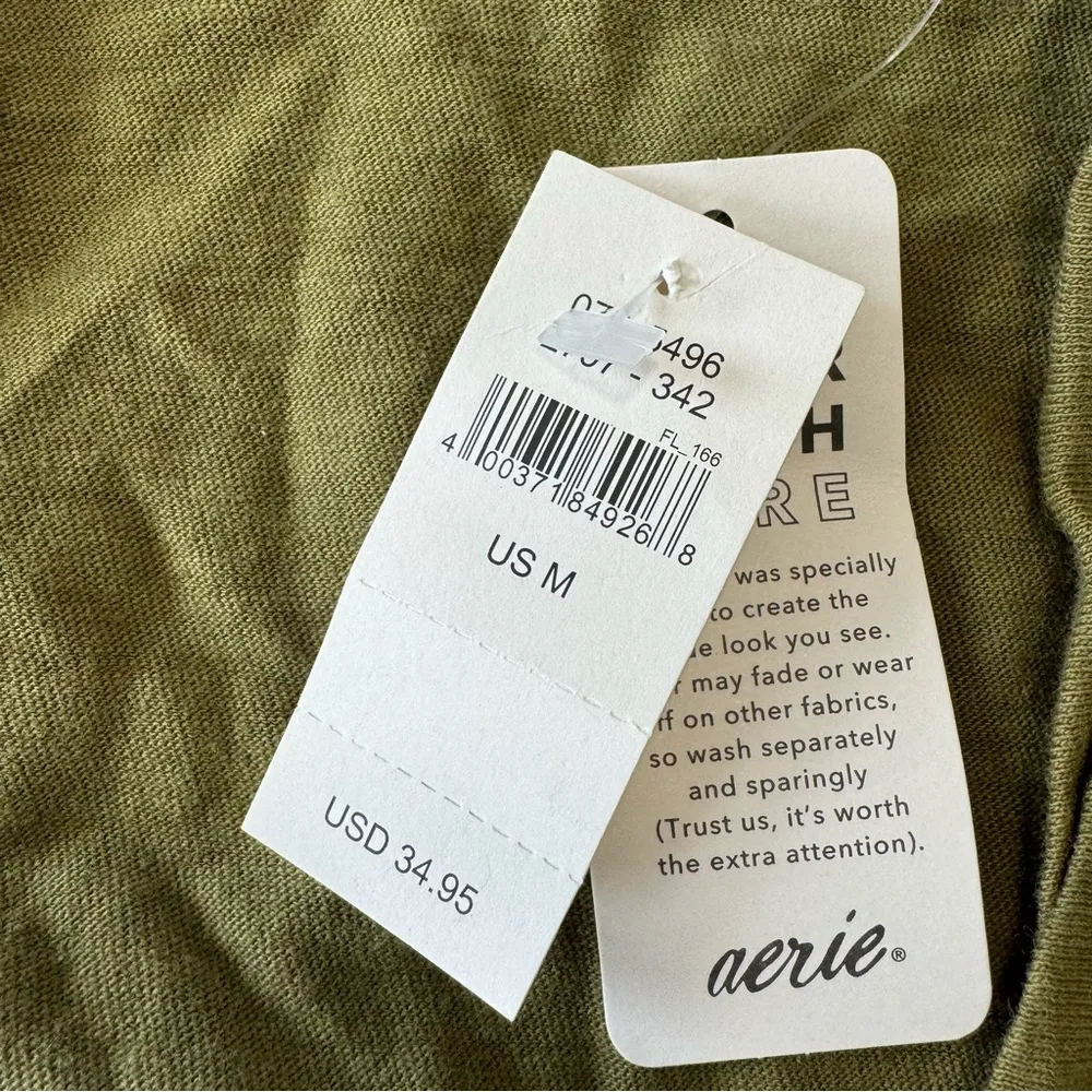 Aerie  Oversized Henley Tee NWT size Small Olive‎ Green Short Sleeves Snap Front - Image 6