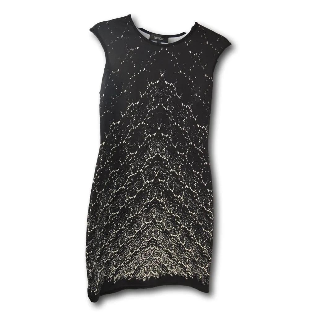 Karen Kane Black White Sleeveless Dress Size M Abstract Print Sheath - Image 2