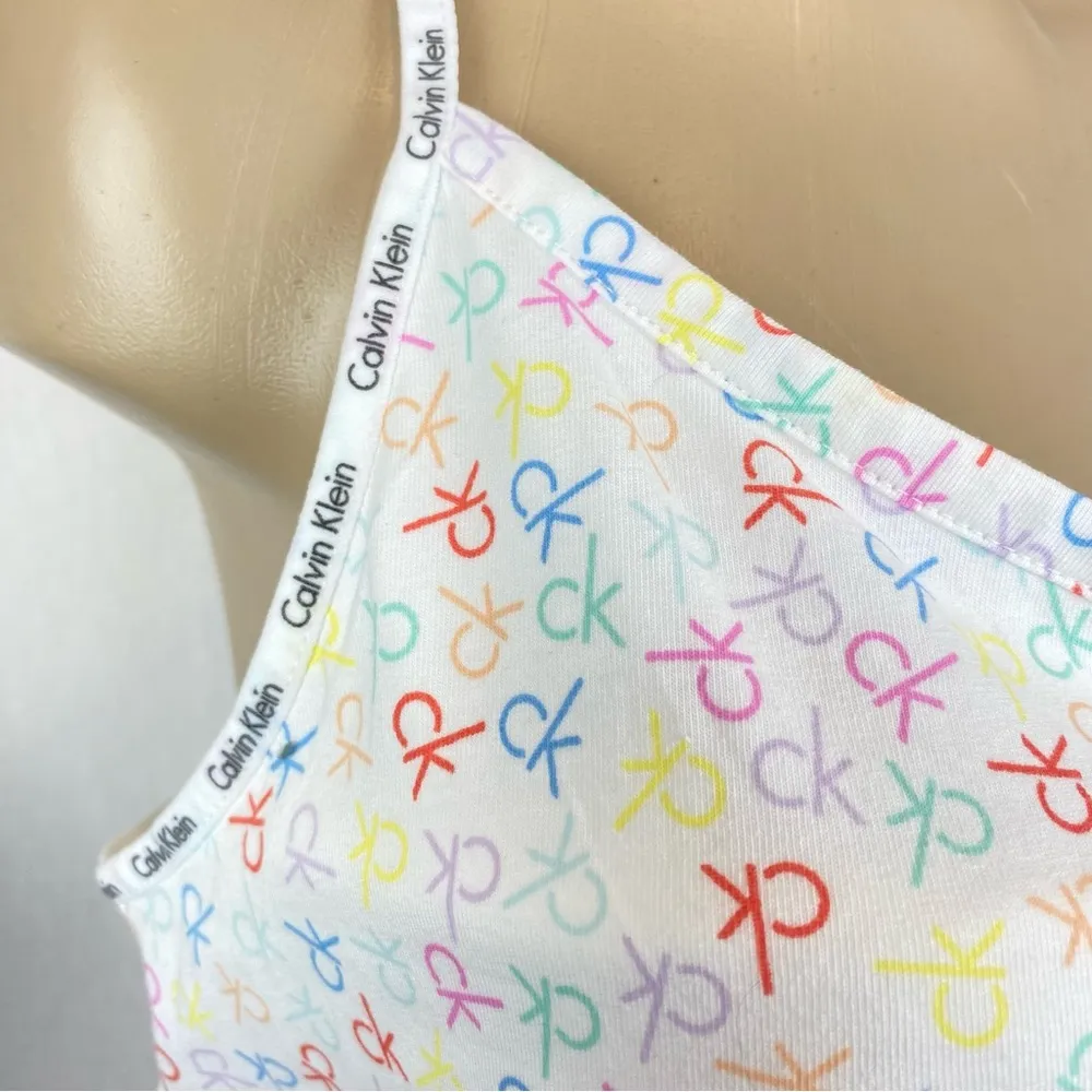 Calvin Klein White Logo Print Tank Top & Shorts Pajama Set NEW L - Image 3
