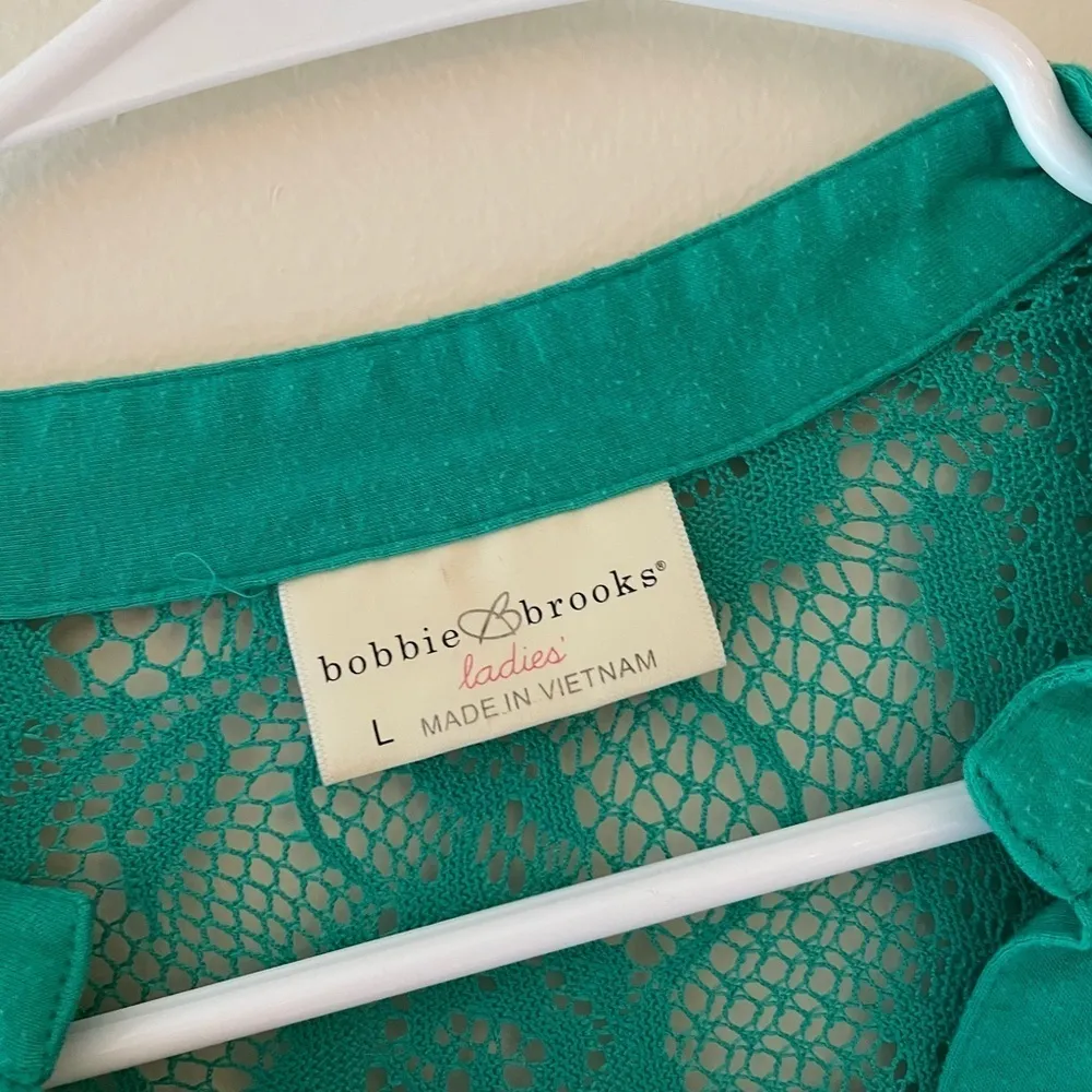 L- Bobbie Brooks Teal Green Lace Sheath Dress with 3/4 Sleeves, Classy, Casual - Image 3