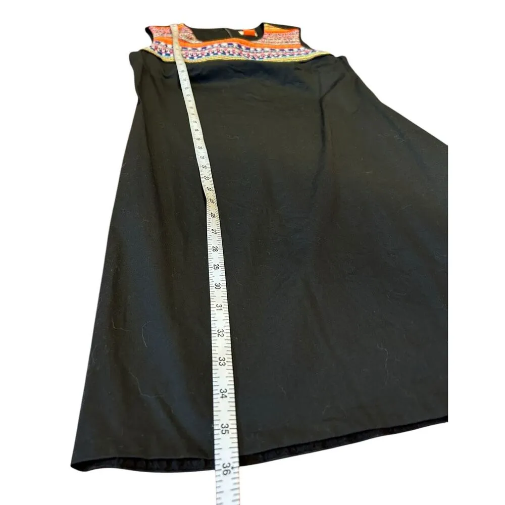 PERSIFOR Black Sleeveless Embroidered Tweed Woven Textile Dress Women's SMALL - Image 6