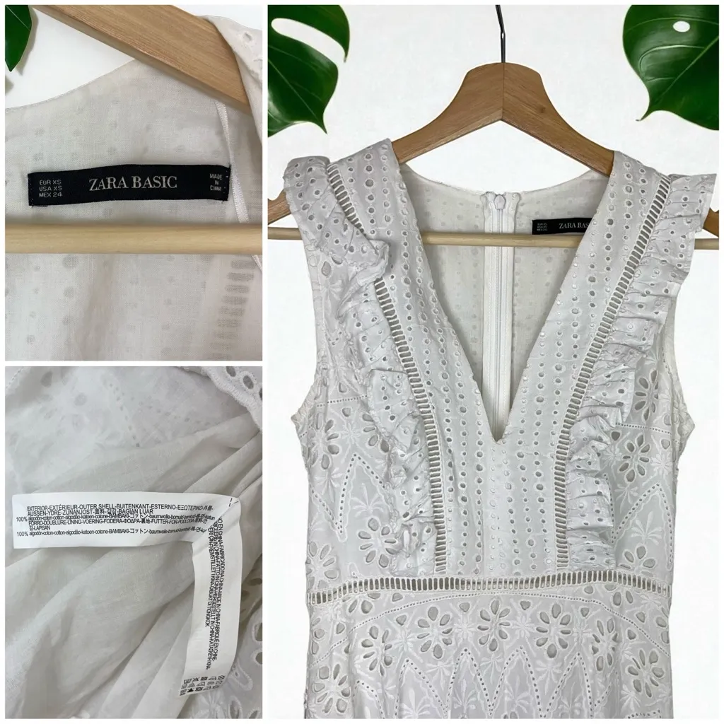 ZARA Embroidered Eyelet Open Work Midi Dress - Image 12