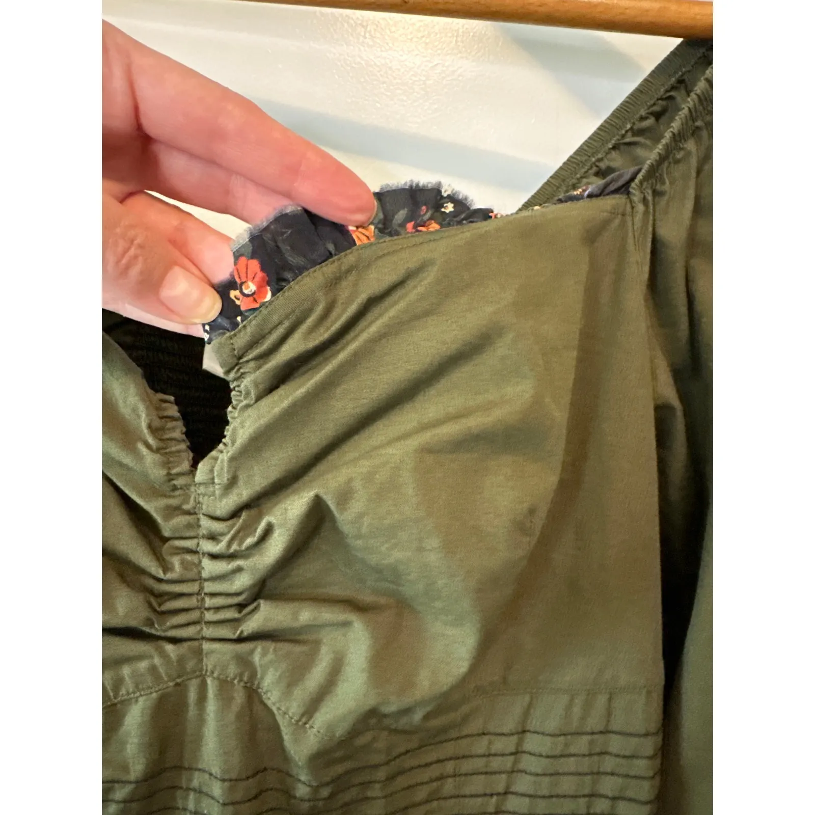 Lug Von Siga Army Green Serena Ruffle Cotton Poplin Midi Dress Size 6 - Image 6