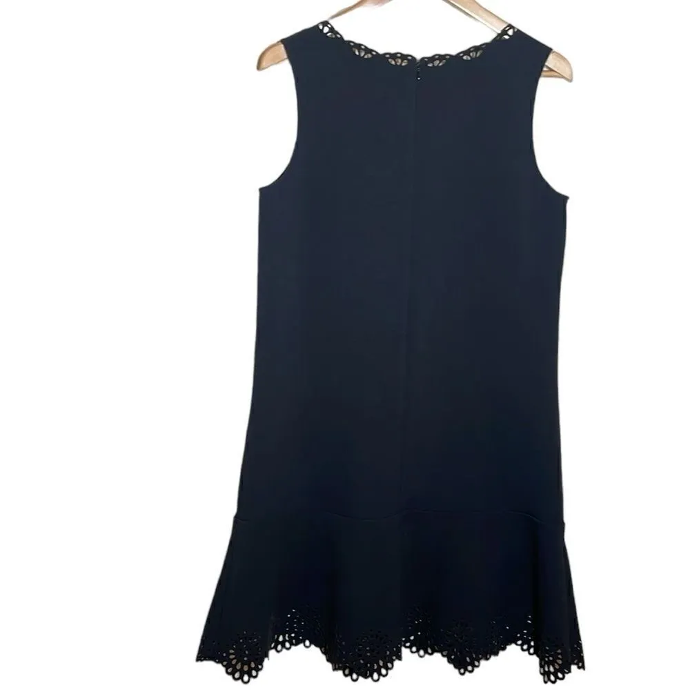 Loft Anne Taylor Black Scallop Trim Classic Fit & Flare Dress size 10 - Image 2