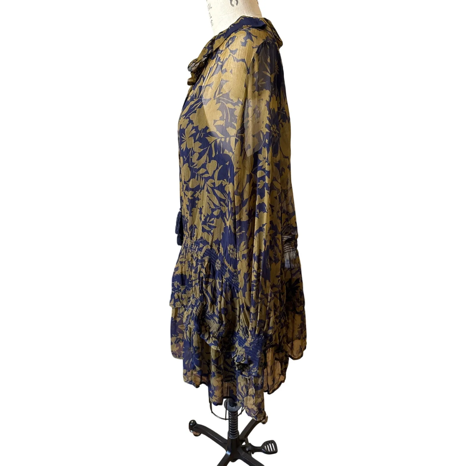 Anthropologie NWT The Marais Chiffon Mini Dress Women’s Size 1X Green Printed - Image 3