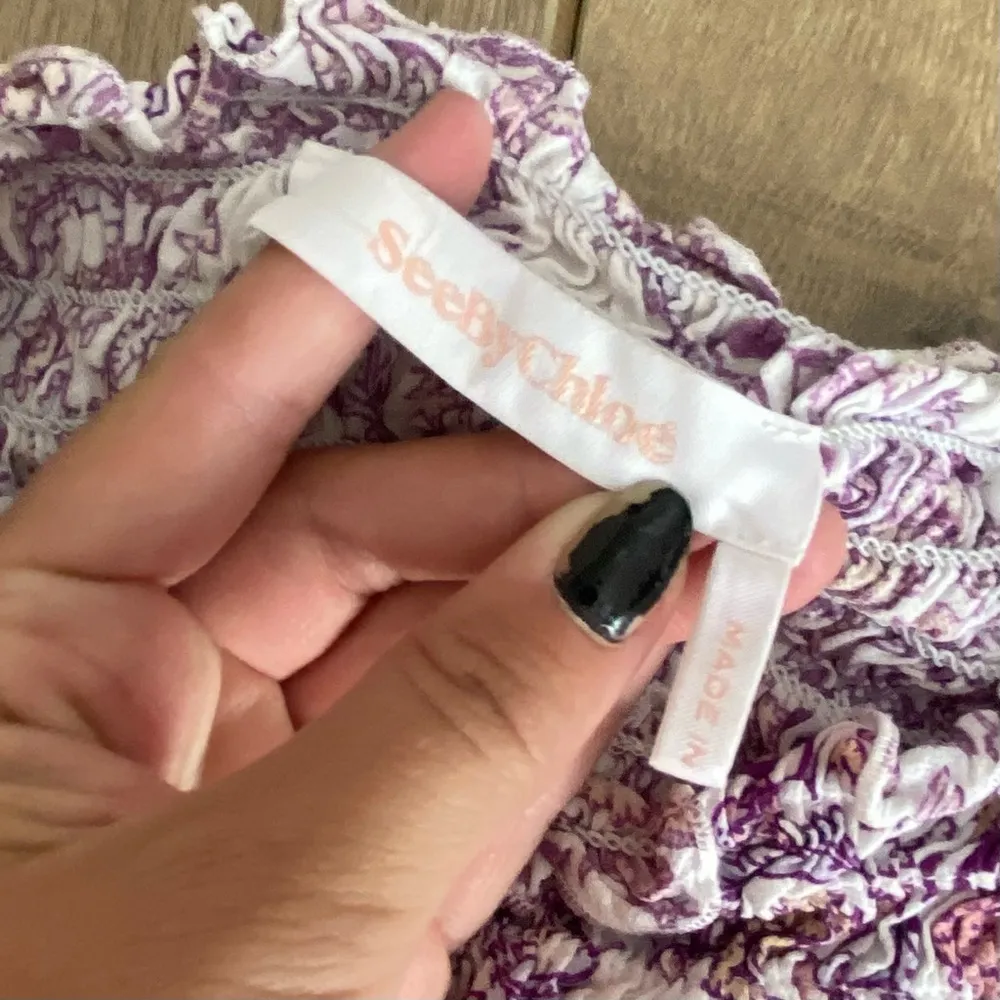 💕 see by chloe smocked shirred ruffle ruched long sleeve paisley printed top - Image 7