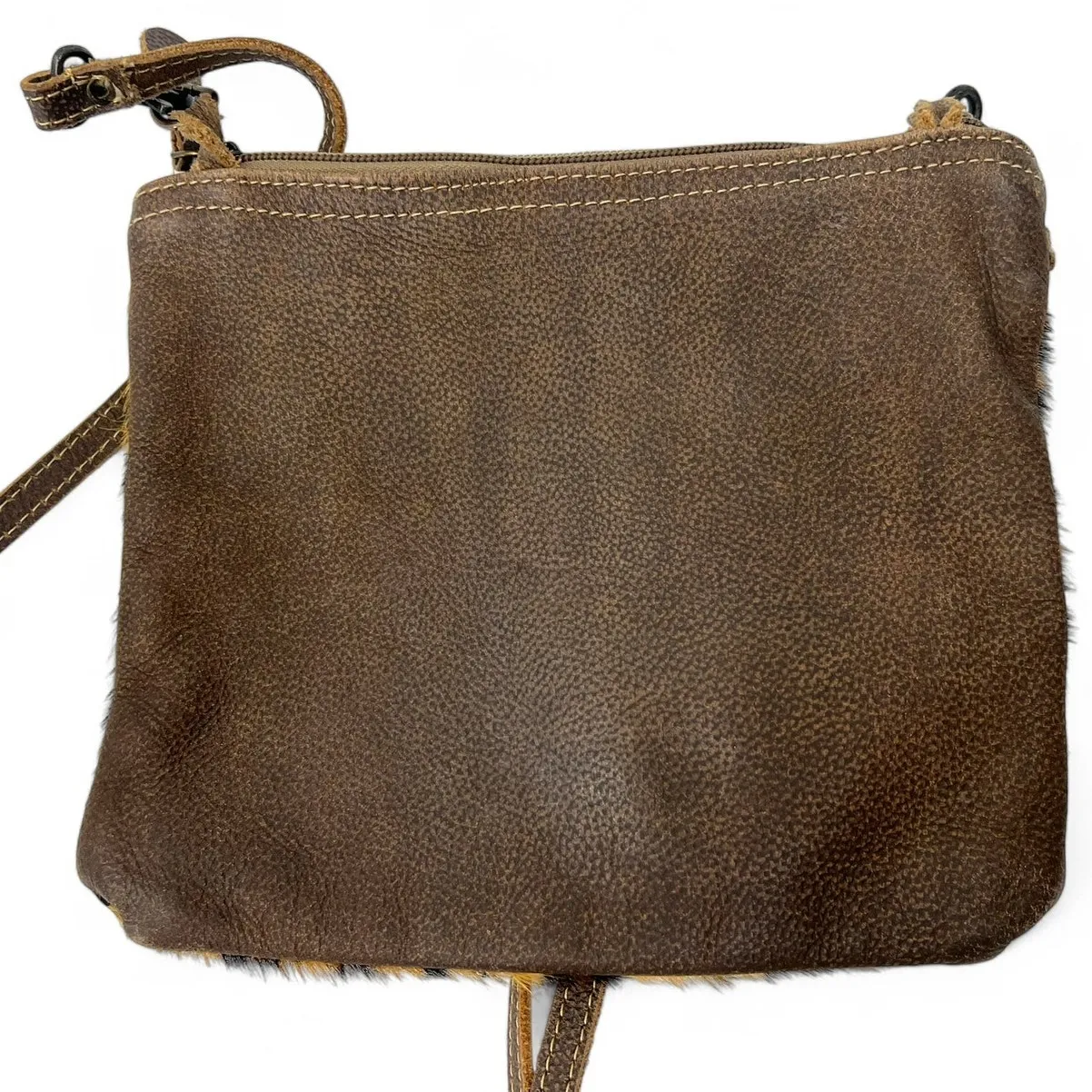 MYRA leopard print calf hair crossbody bag Purse Animal Womens Leather Brown - Image 3