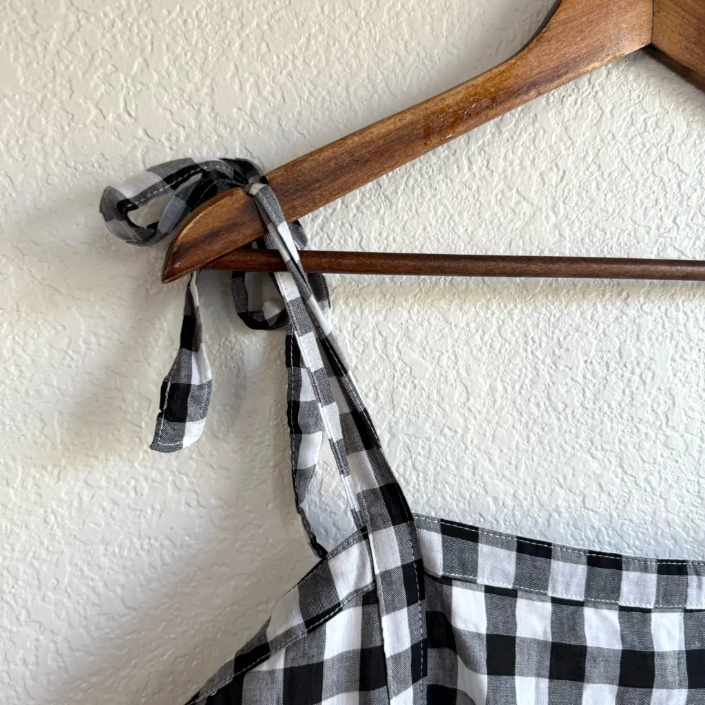 NEW Old Navy Womens Shirt Tank Black White Gingham Plaid Tie Straps Size Large - Image 5