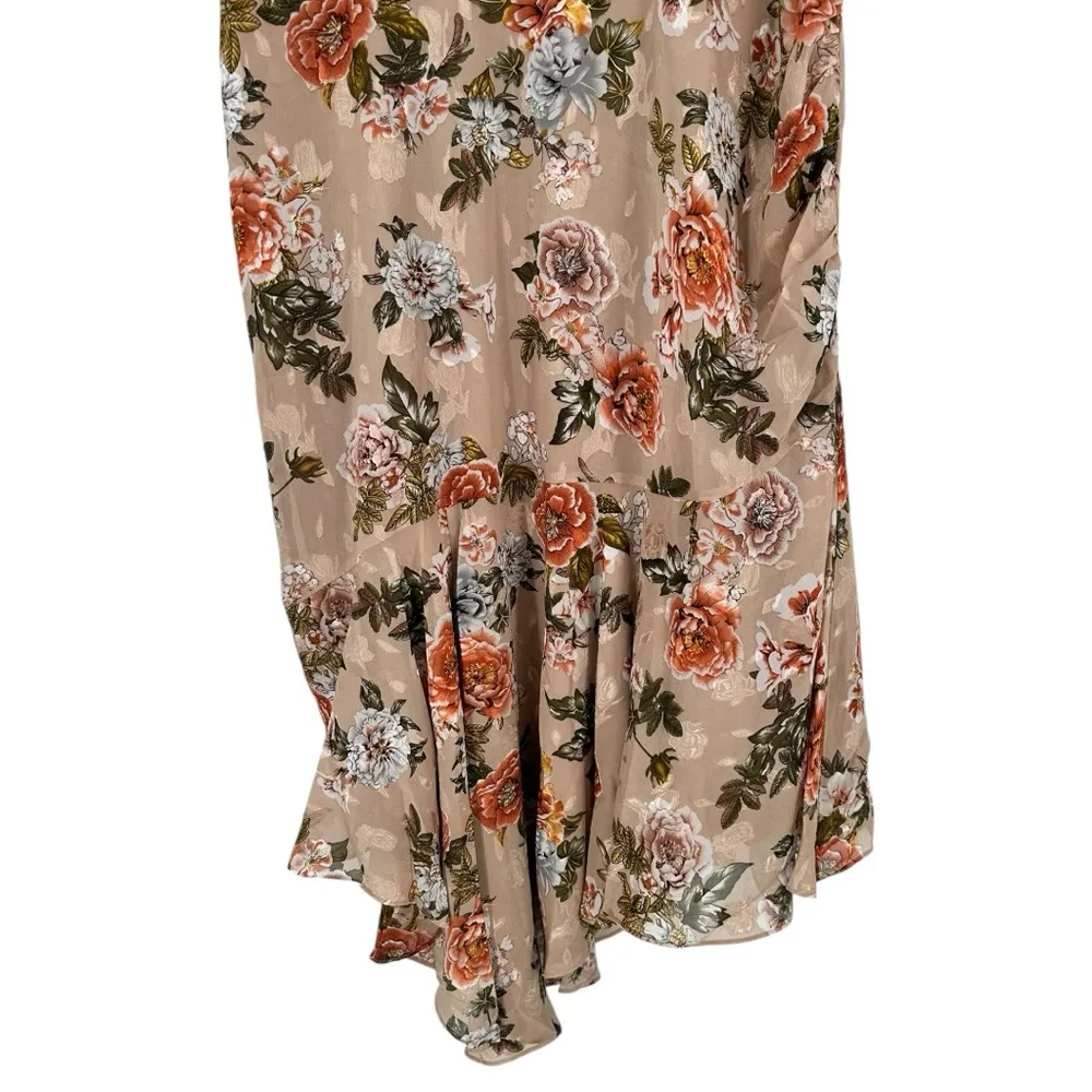 Sugarlips Harbin Floral Balboa Asymmetrical Hem Midi Dress size 2X Puff Sleeves - Image 6