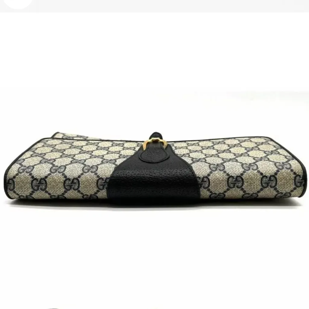 GUCCI GG Supreme Horse Bit Navy Clutch Crossbody Bag Silver Hardware DUST BAG - Image 12