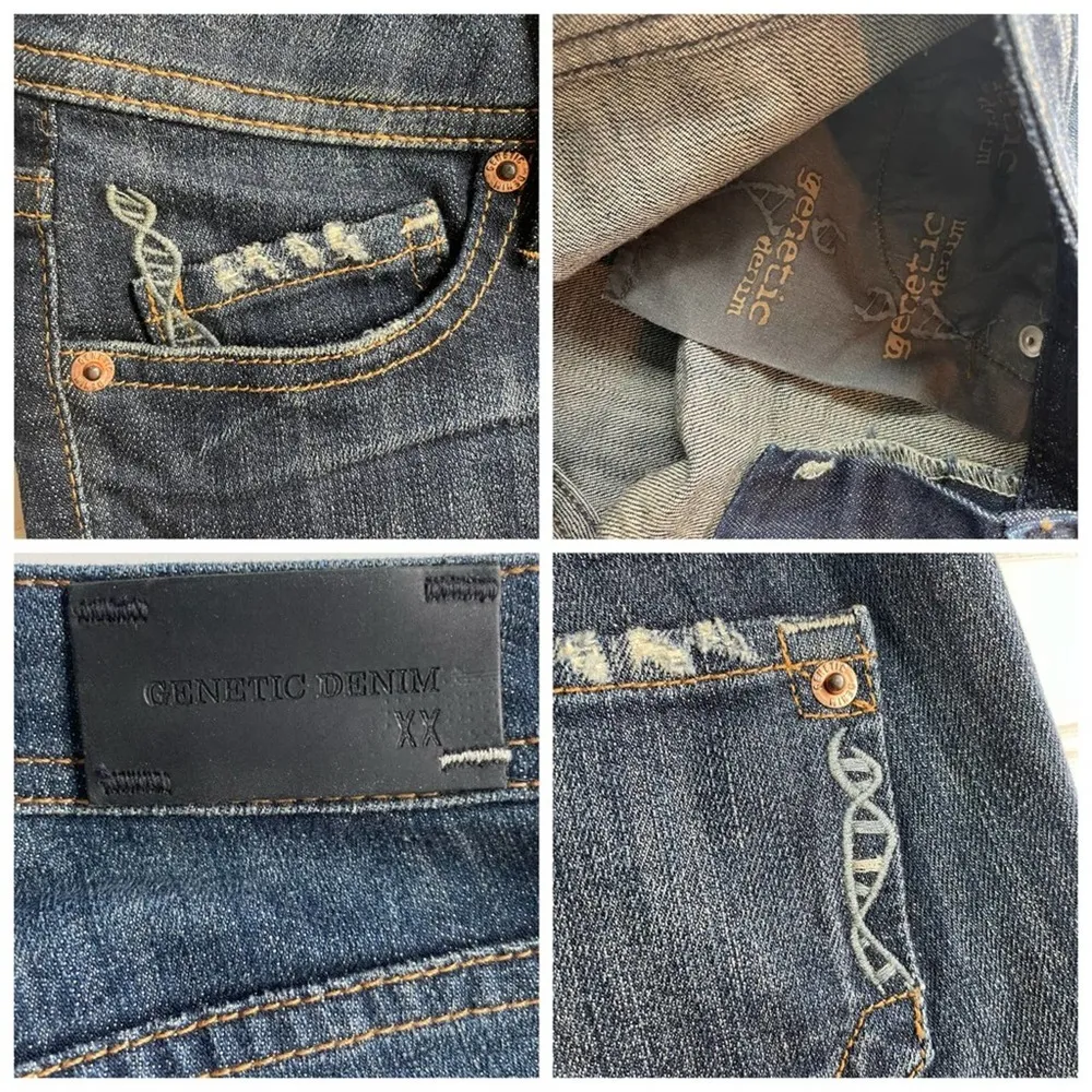 Genetic Denim Distressed Cropped Jeans Dark Blue Moon Size 26 Skinny Low Rise - Image 5