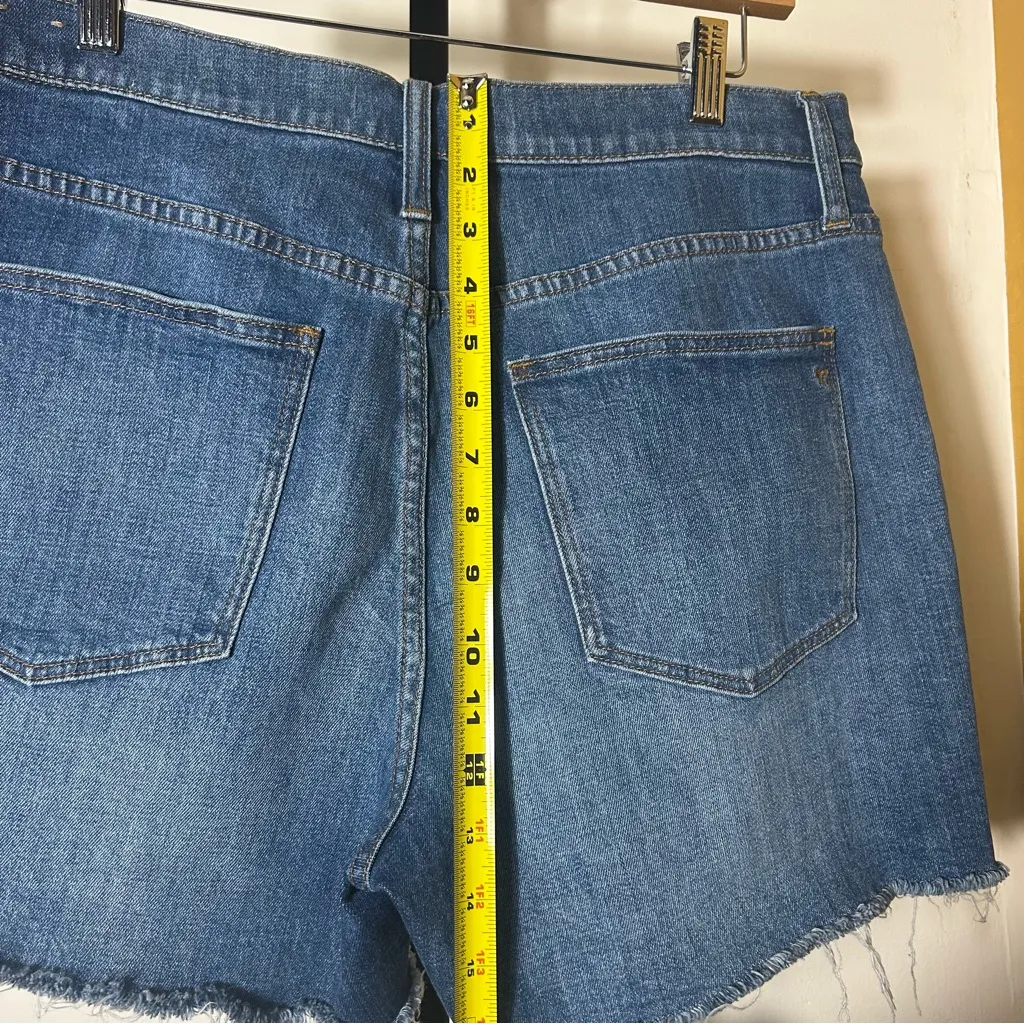 Madewell High Rise Denim Shorts Cutoff Blue Glenoaks Wash Raw Hem Size 31 (12) - Image 8