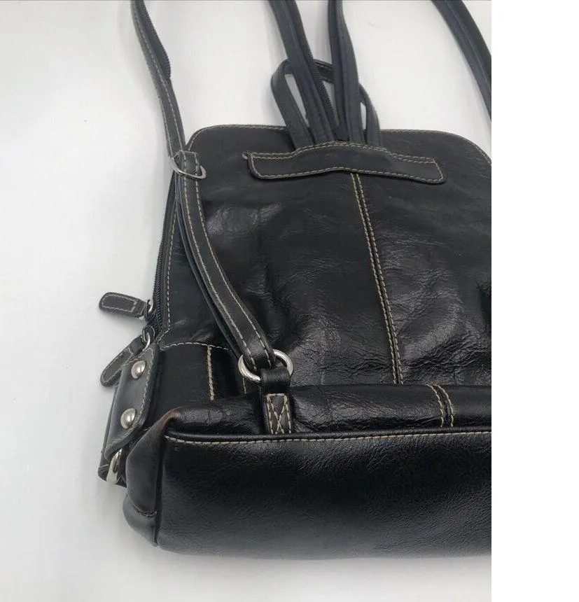 VTG Wilson Black Leather Backpack Purse - Image 8