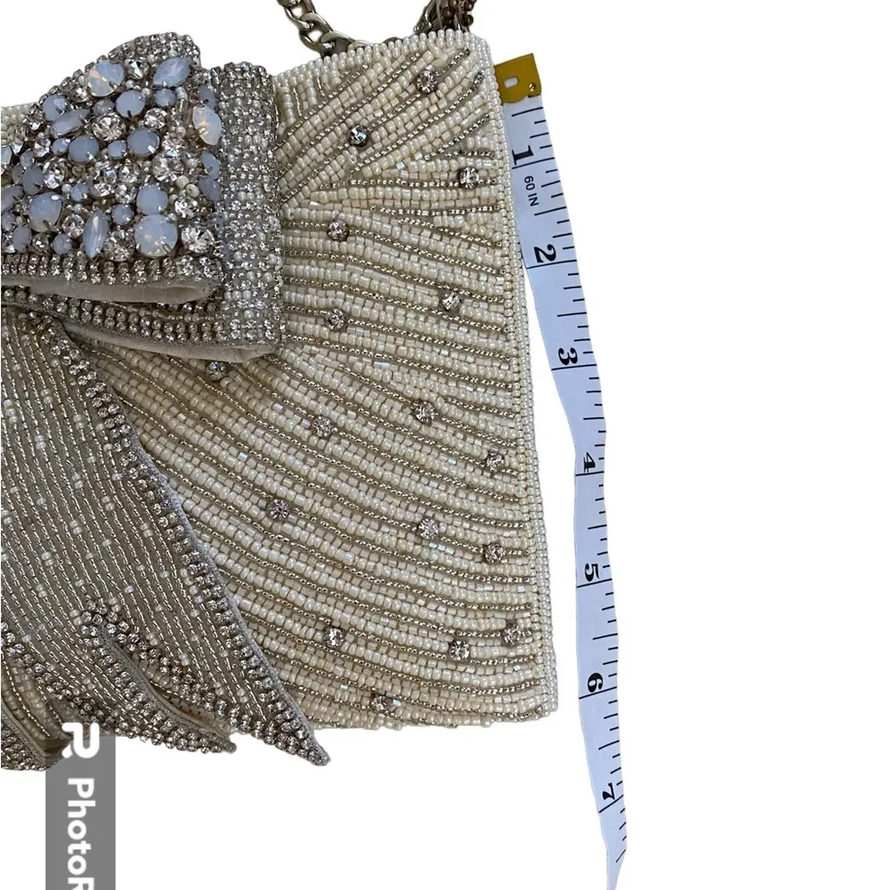 Mary Frances Cherish Embellished Bow Crossbody Bridal Clutch Handbag Purse w/COA - Image 11