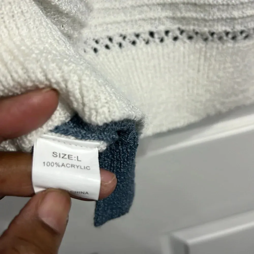 Striped Knitted Sweater Hoodie Women's Size L - Image 5