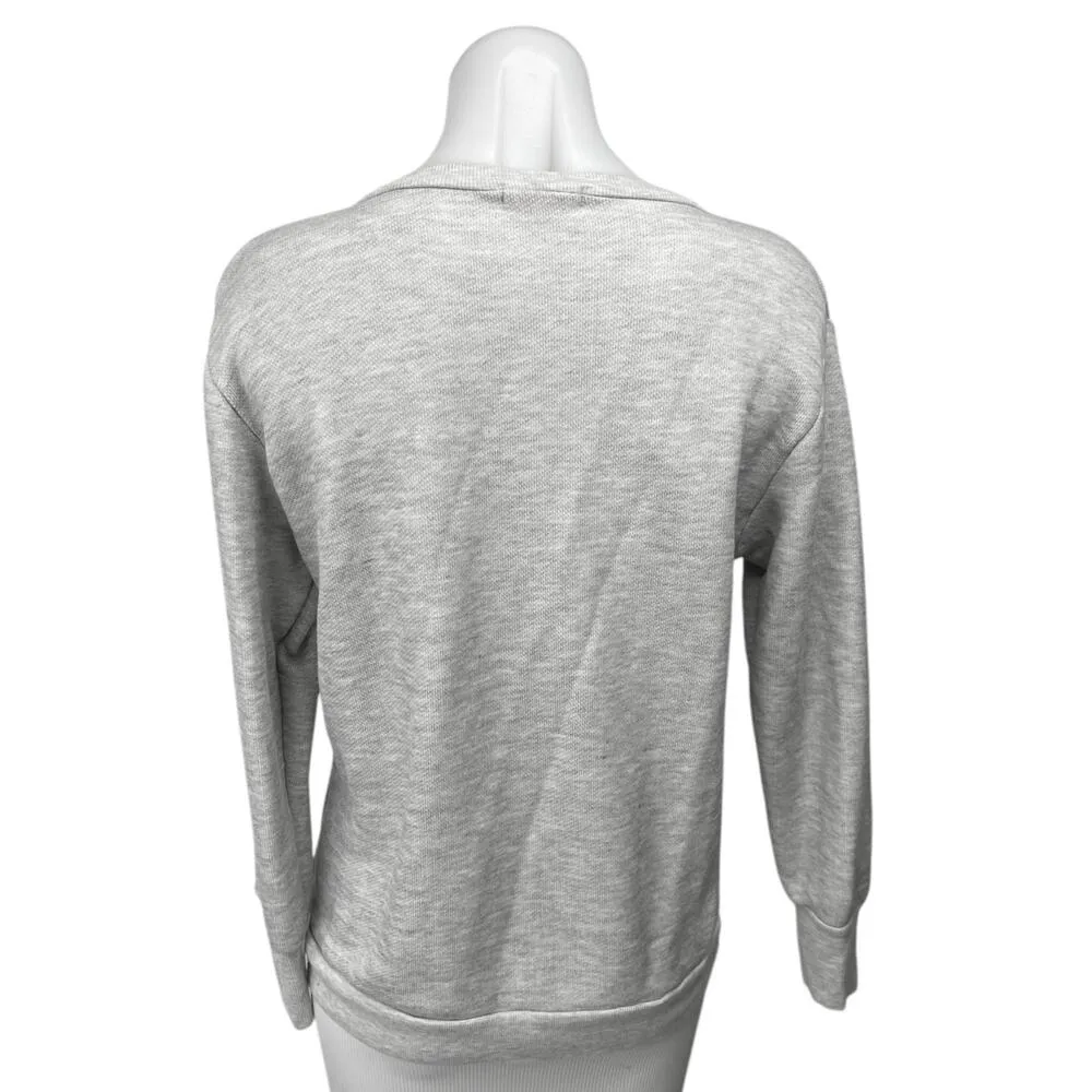 Revolve LNA Women's Gray Heather Criss Cross Pullover Sweater Sweatshirt Top S - Image 2