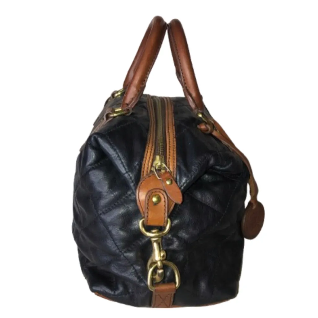 RALPH LAUREN Black Leather Diamond Quilted Doctors Boston Duffle Bag - Image 8