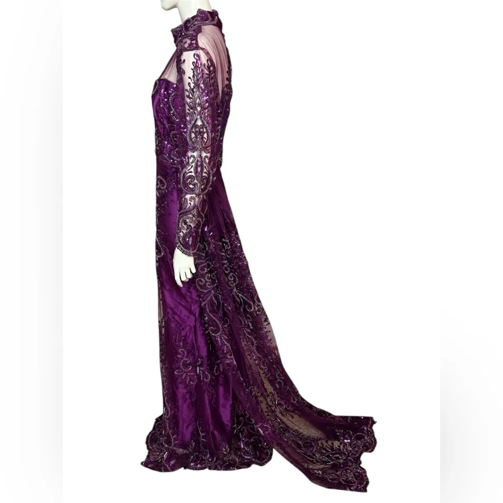 Unbranded Glamorous Elegant Purple Sequined/Jeweled Evening Formal Gown Size XL - Image 2
