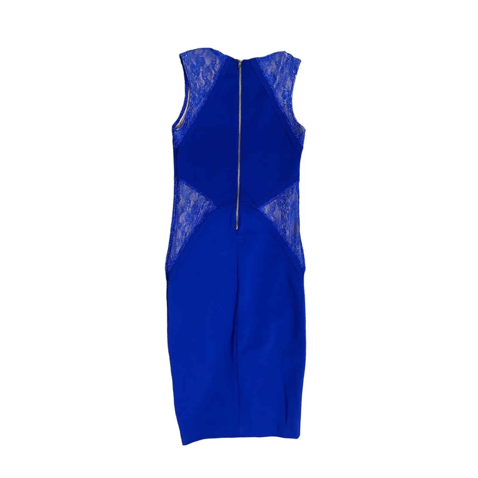Ronny Kobo Mini Dress Bright Blue Lace Bodycon Sleeveless - Image 4