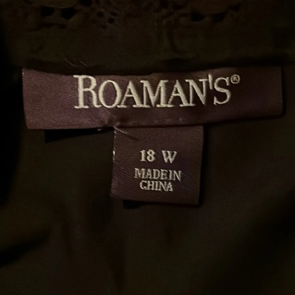 Roamans Black Crochet Lace Trim Asymmetrical Shark Bite Midi Dress Womens 18W - Image 10