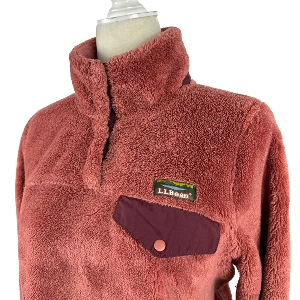L.L.Bean Women's Hi-Pile Fleece Pullover Sweatshirt Size Medium Rosewood Heather - Image 7