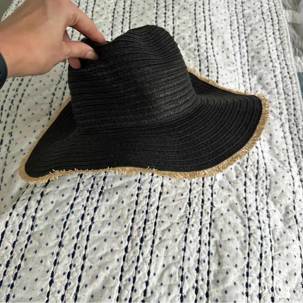 ViX Black Straw Sun Hat Braided Raffia - Image 2