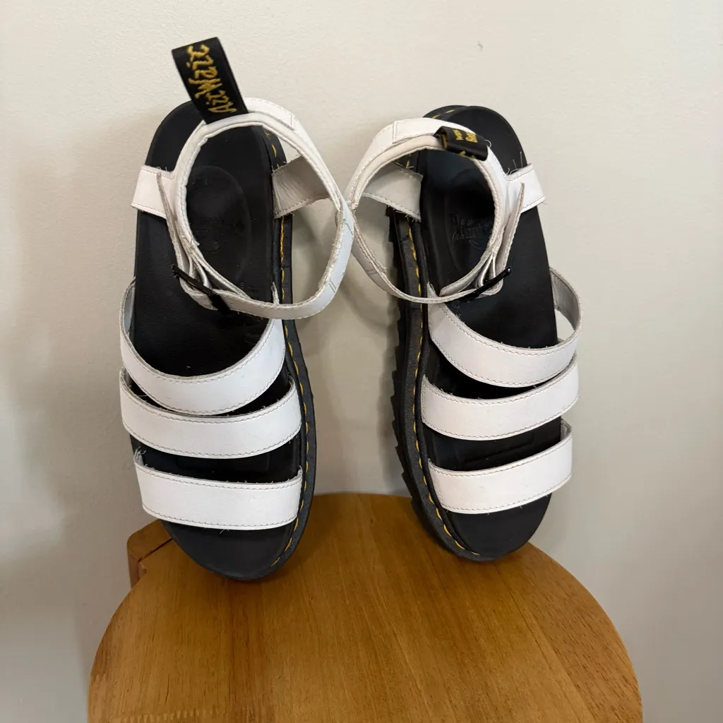 Dr. Martens White Blaire Platform Strappy Sandals | 9 - Image 2