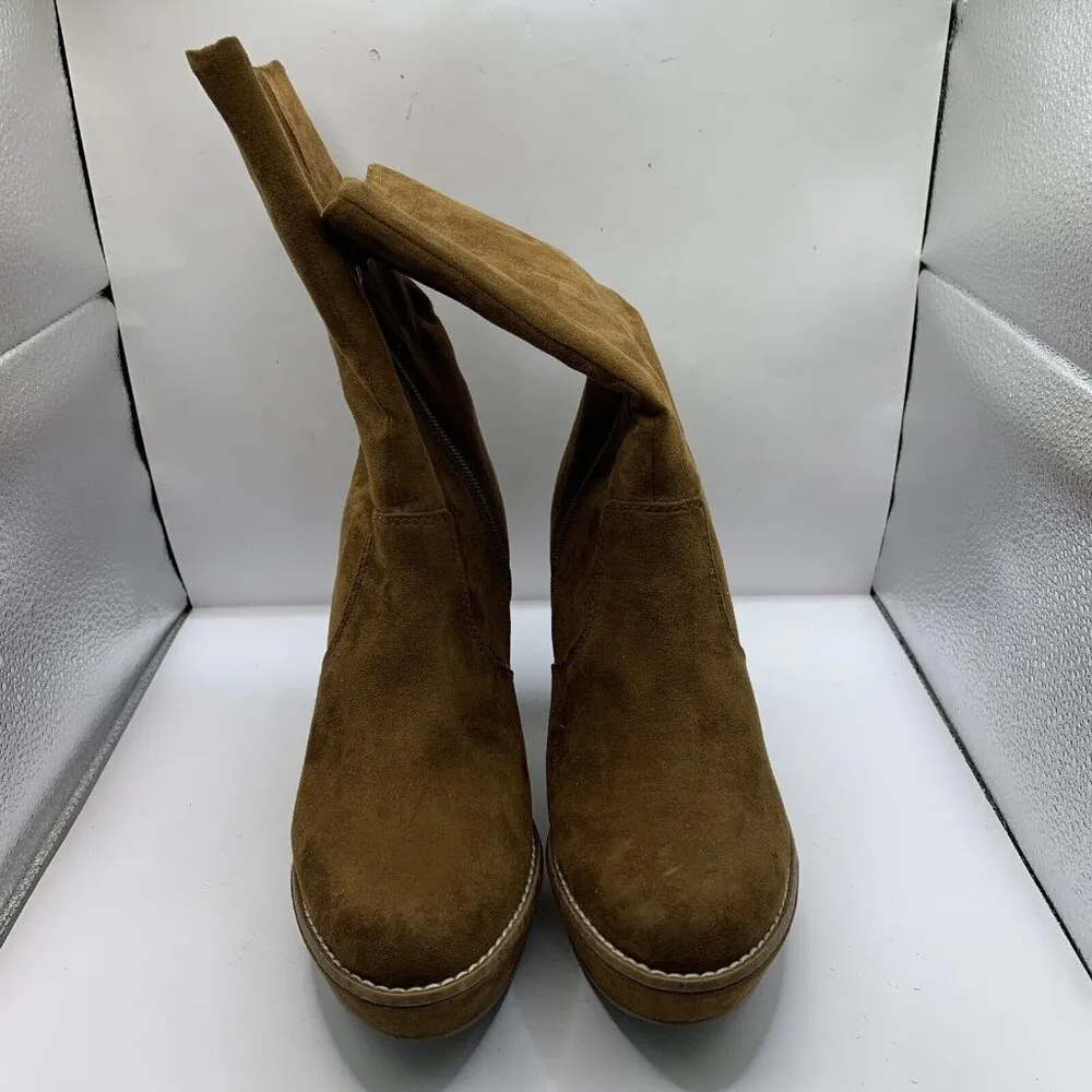 Tamaris mid ankle heel boots suede platform chunky 80’s Almond toe size 40 US 9 - Image 3